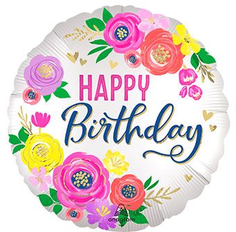 Happy Birthday Artful Florals Balloon (18 Inch)
