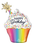Happy Birthday Confetti Sprinkle Cupcake Balloon (31 Inch)