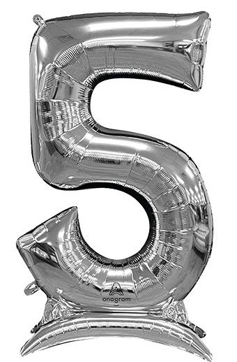 Non-floating, Standing Silver Number "5" (50 Inch)
