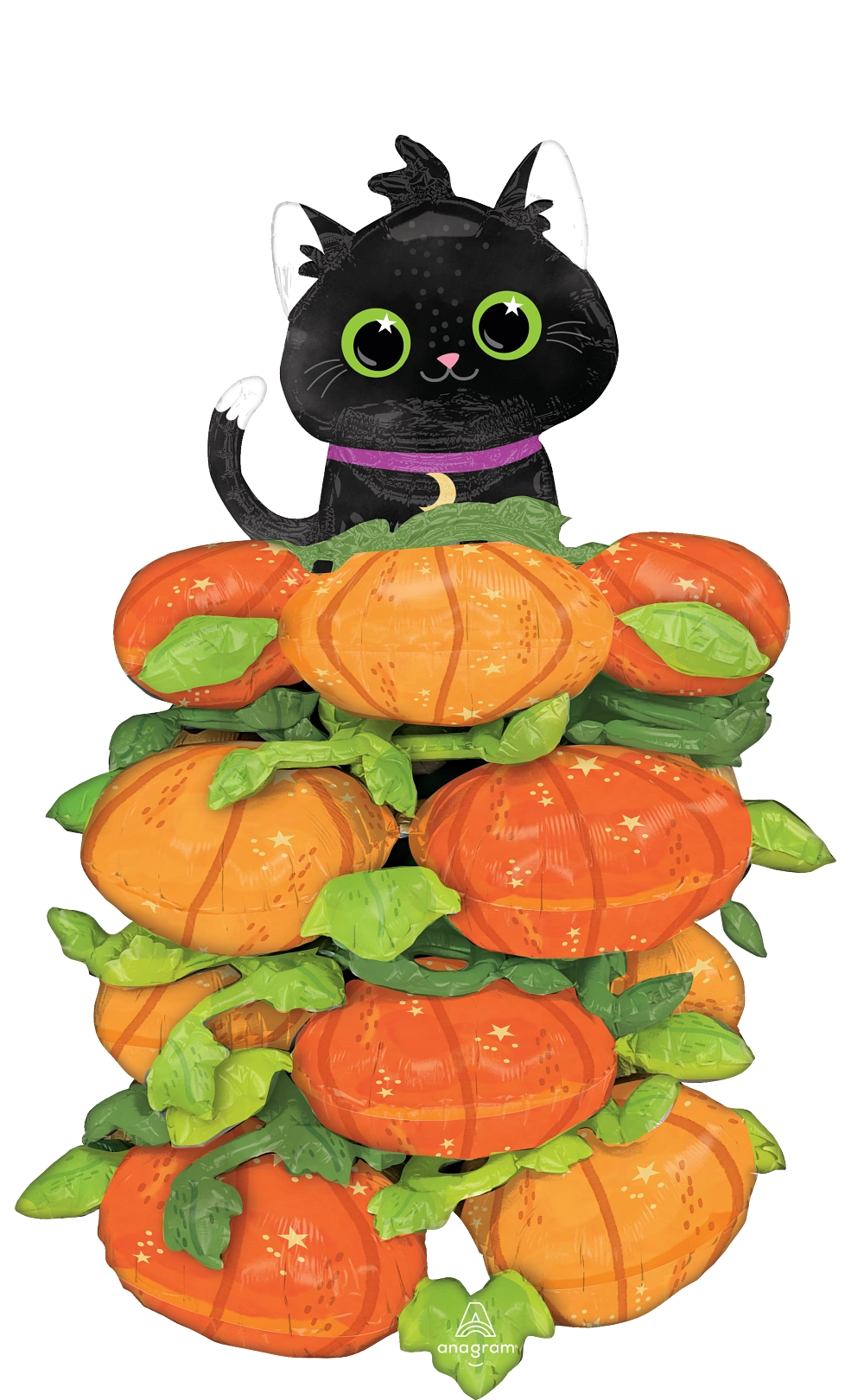 Black Cat Pumpkin Stacker Foil Balloon (45 Inch)