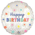 Happy Birthday Satin Daisies Foil Balloon (18 Inch)