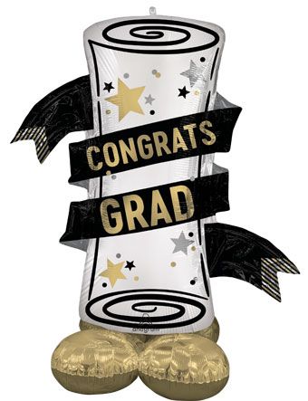 Airloonz Satin Grad Diploma 55" Foil Balloon