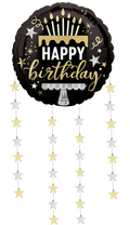 Happy Birthday Dangling Birthday Stars Balloon (32 Inch)