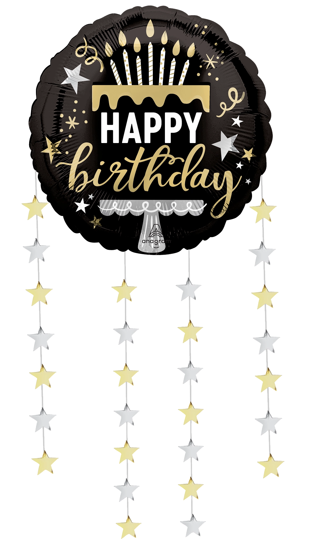 Happy Birthday Dangling Birthday Stars 32" Foil Balloon