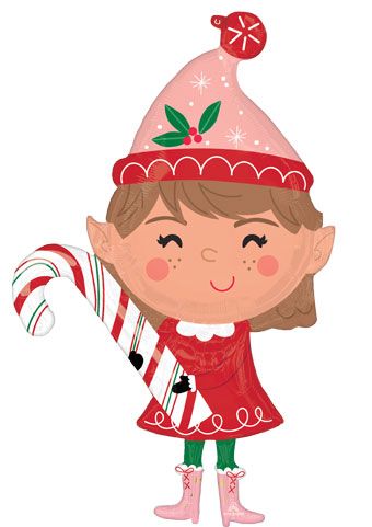 Pink Christmas Elf 39" Balloon