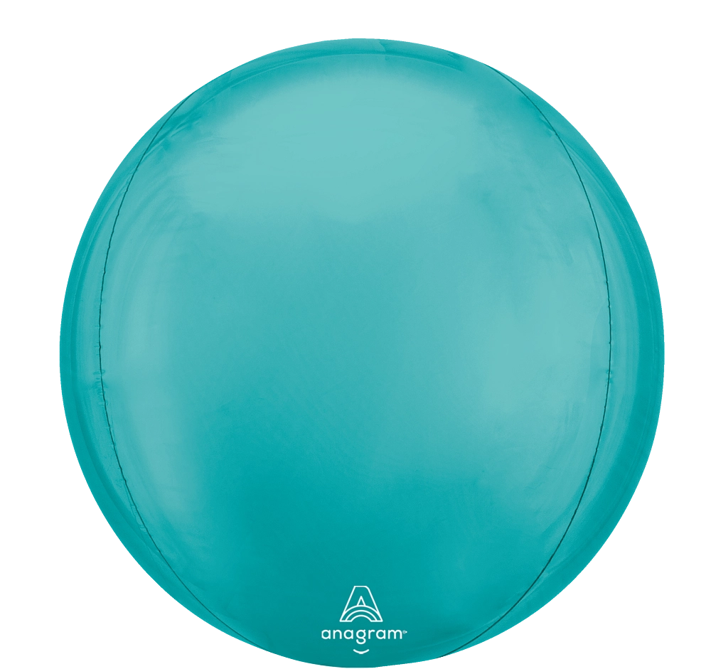 15 inch vibrant blue Orbz foil balloon with matching ribbon