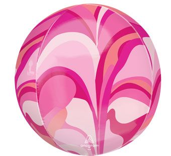 Pink Macro Marble Orbz Foil Balloon (16 Inch)