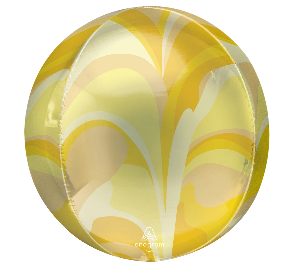 Gold-Yellow Macro Marble Orbz 15" Foil Balloon