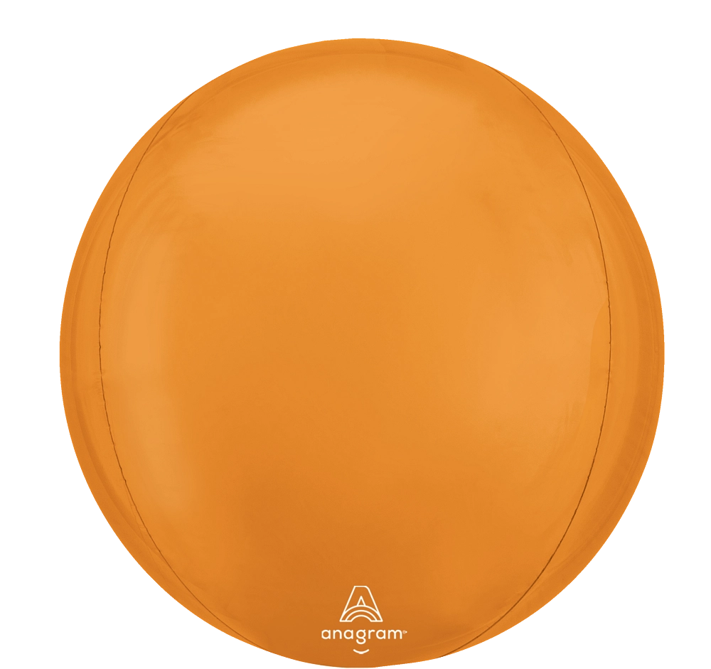 15 inch vibrant orange Orbz foil balloon with coordinating ribbon