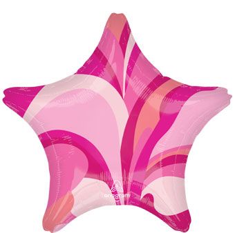 Pink Macro Marble Star Balloon (19 Inch)
