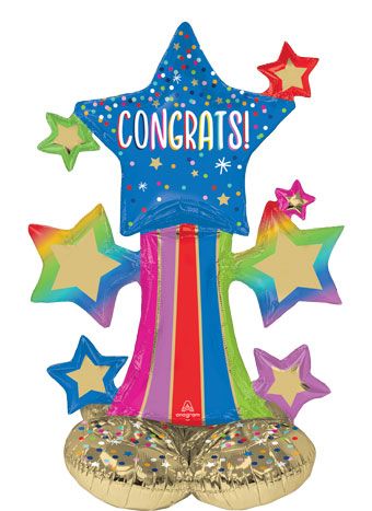 Airloonz Jr. Congrats Colorful Starburst 36" Foil Balloon