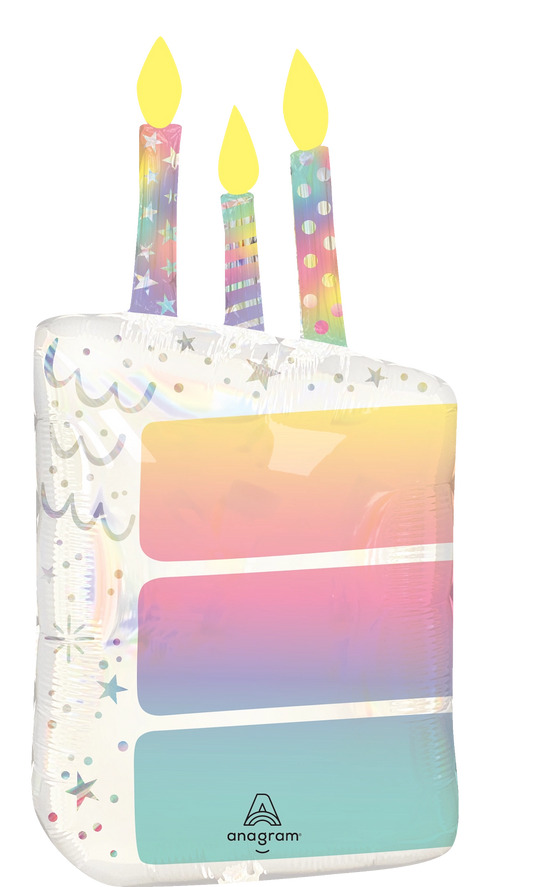 Cake Slice Pearlized Birthday Foil Balloon