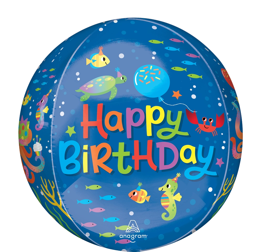 15 inch cute octopus birthday Orbz foil balloon with coordinating ribbon