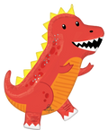 Red Happy Cool Dinosaur Foil Balloon