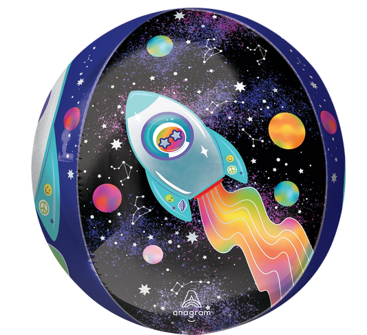 Vibrant Galaxy Rocket Orbz Foil Balloon