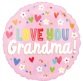 Love You Grandma! Hearts and Flowers Foil Balloon