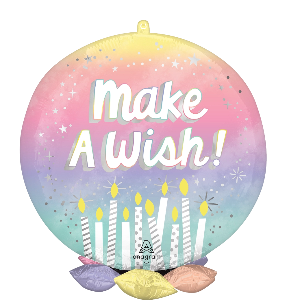 Make a Wish Pearlized Birthday Foil Balloon - Air or Helium