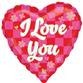 I Love You Checkerboard Heart Shape Foil Balloon (28 Inch)