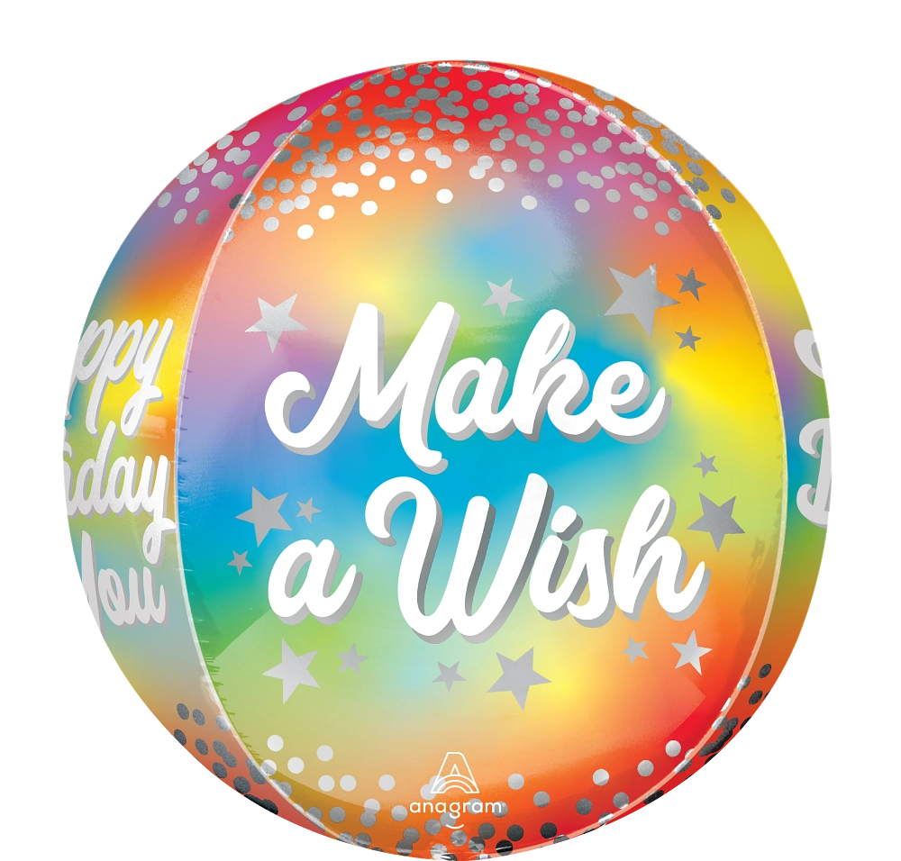Make A Wish Birthday Glitz Orbz Foil Balloon