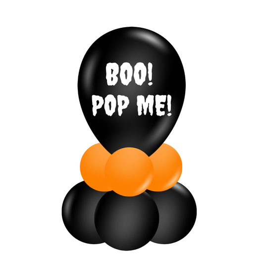 Classic Black and Orange Boo-Loon Boo Basket Balloon with Candy Inside