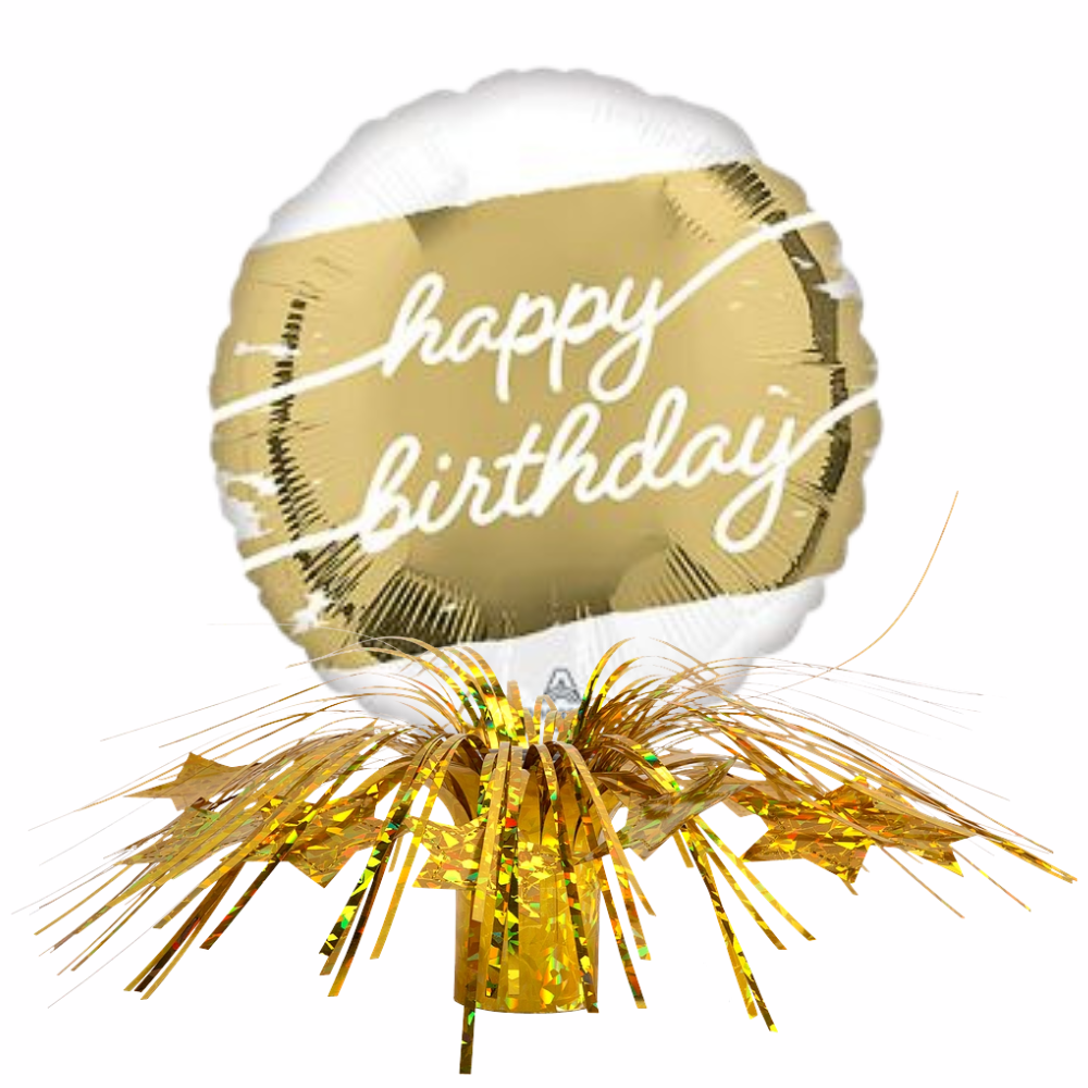 White & Gold Elegant Birthday Fringe Centerpiece