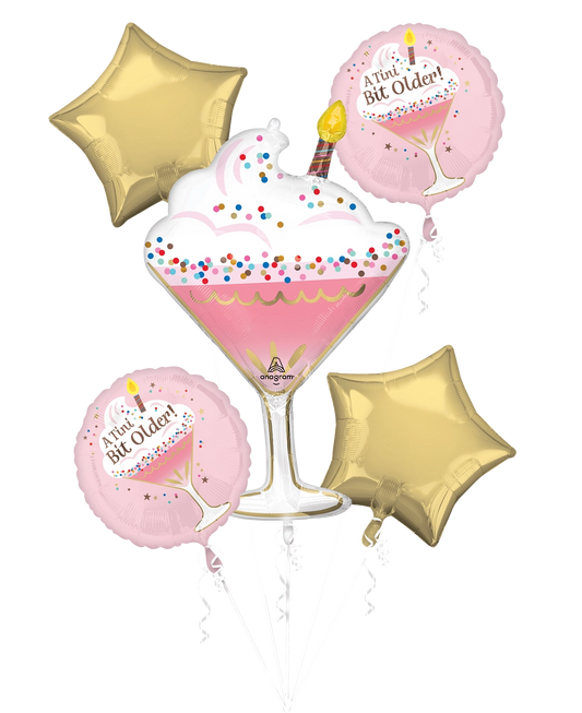 A Tini Bit Older Pink Cupcake Martini Foil Balloon Bouquet Kit