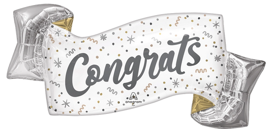 Elegant Congrats Silver Banner Foil Balloon