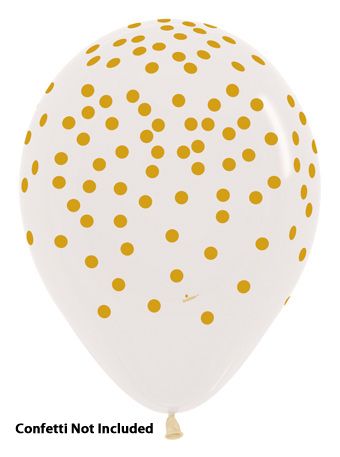 Clear Gold Dots Print Latex Balloon (11 Inch)