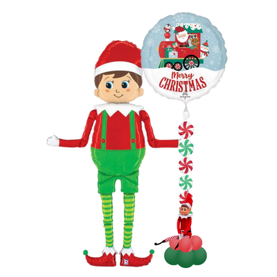 Giant Elf & Mini Naughty Elf Airwalker Christmas Gift Balloon