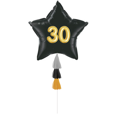 This giant giant star is embellished with the recipient's age and is perfect by itself (just add anchor weight), or add it into a Birthday Bouquet. Age 30