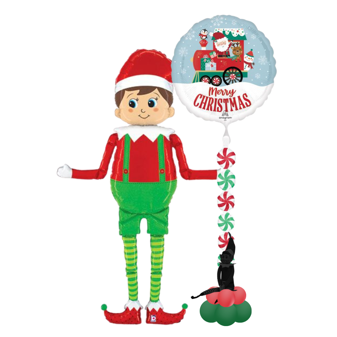 Giant Elf & Mini Naughty Elf Airwalker Christmas Gift Balloon