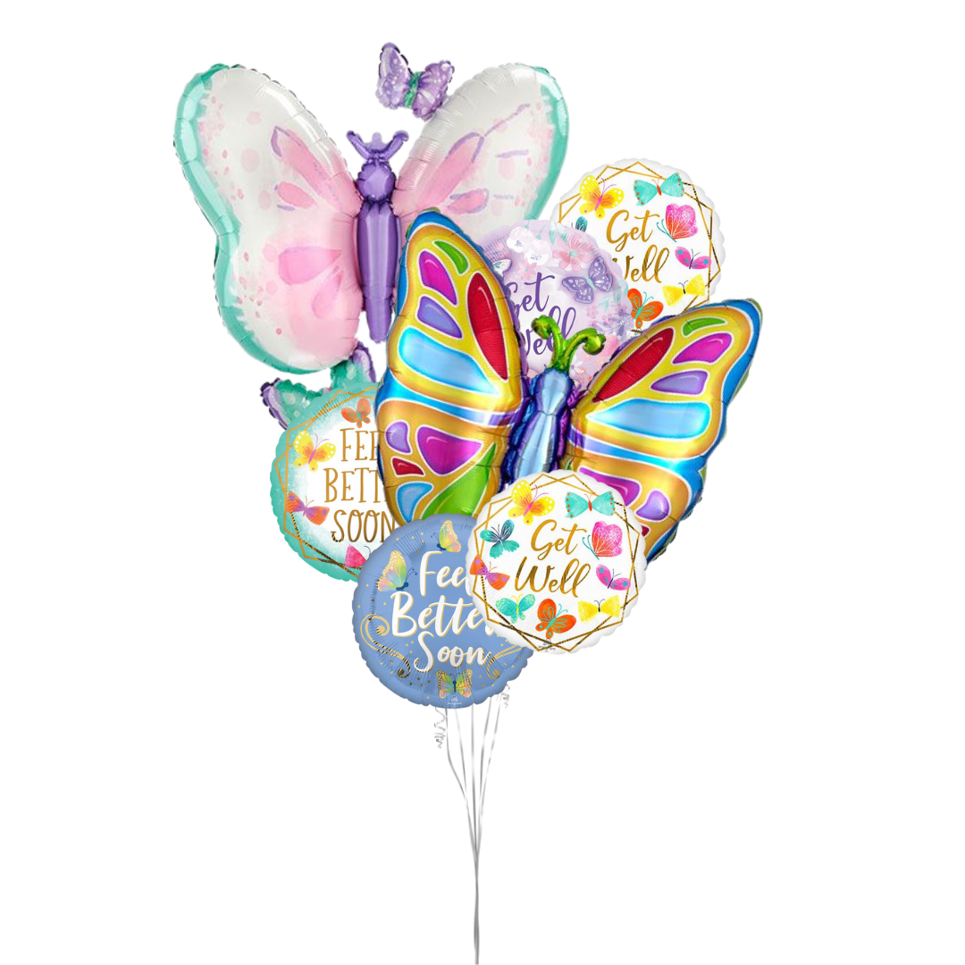 Butterfly Get Well Hospital Balloon Bouquet