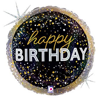 Happy Birthday Glitter Metallic Party Holographic 18" Foil Balloon