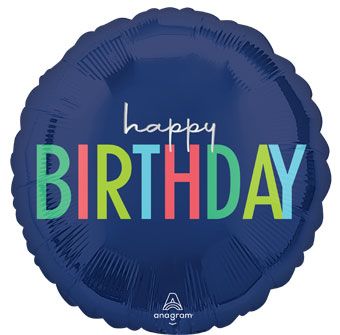 Happy Birthday Navy Modern 18" Foil Balloon