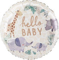 Hello Baby Jungle Watercolor 18" Foil Balloon