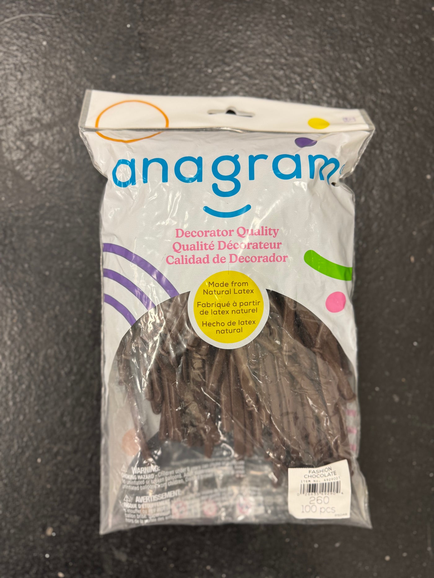 Chocolate Brown Solid 260 Twisting Latex Bag