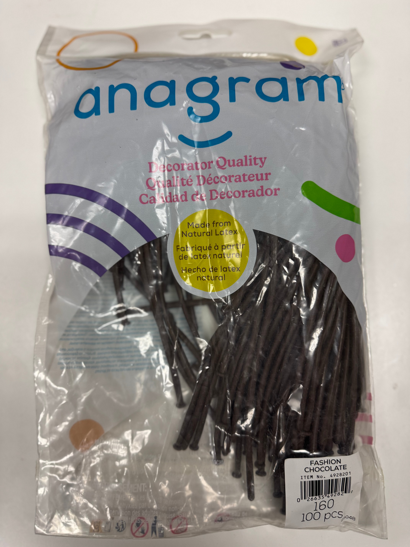 Chocolate Brown Solid 160 Twisting Latex Bag