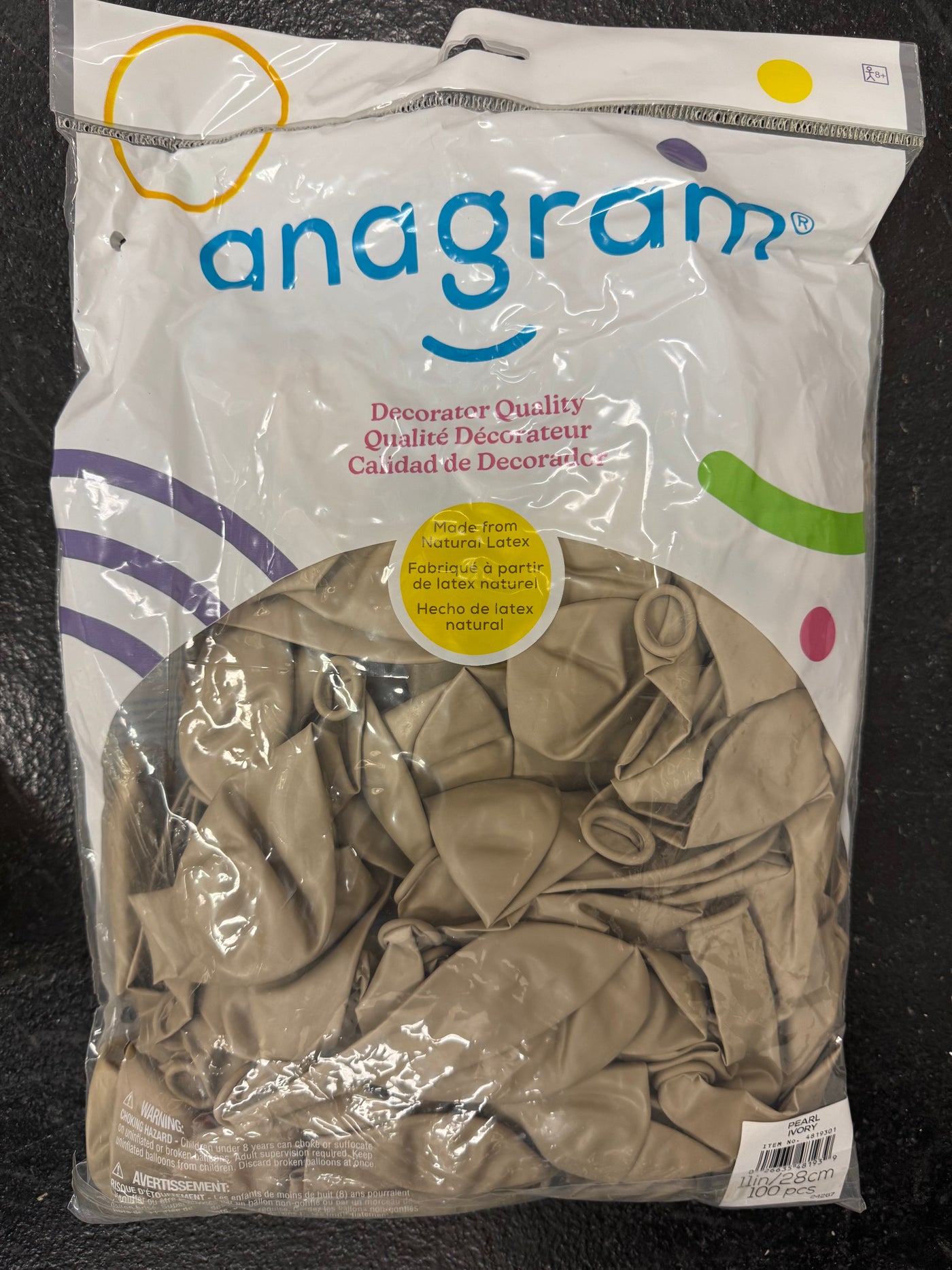 Pearl Vanilla Ivory Solid 11" Latex Bag