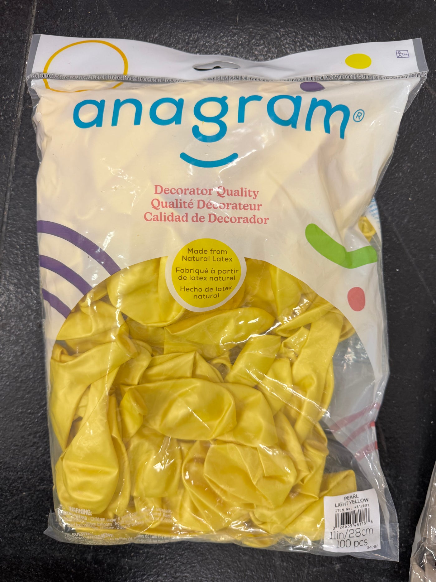 Pearl Light Yellow Solid 11" Latex Bag