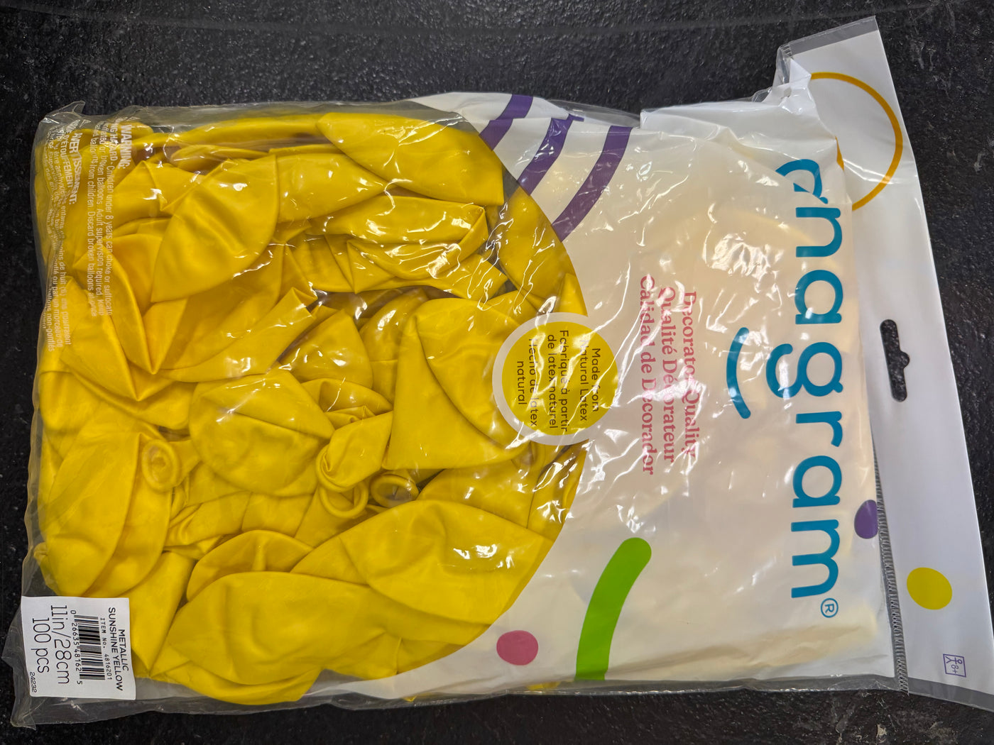 Metallic Sunshine Yellow Solid 11" Latex Bag