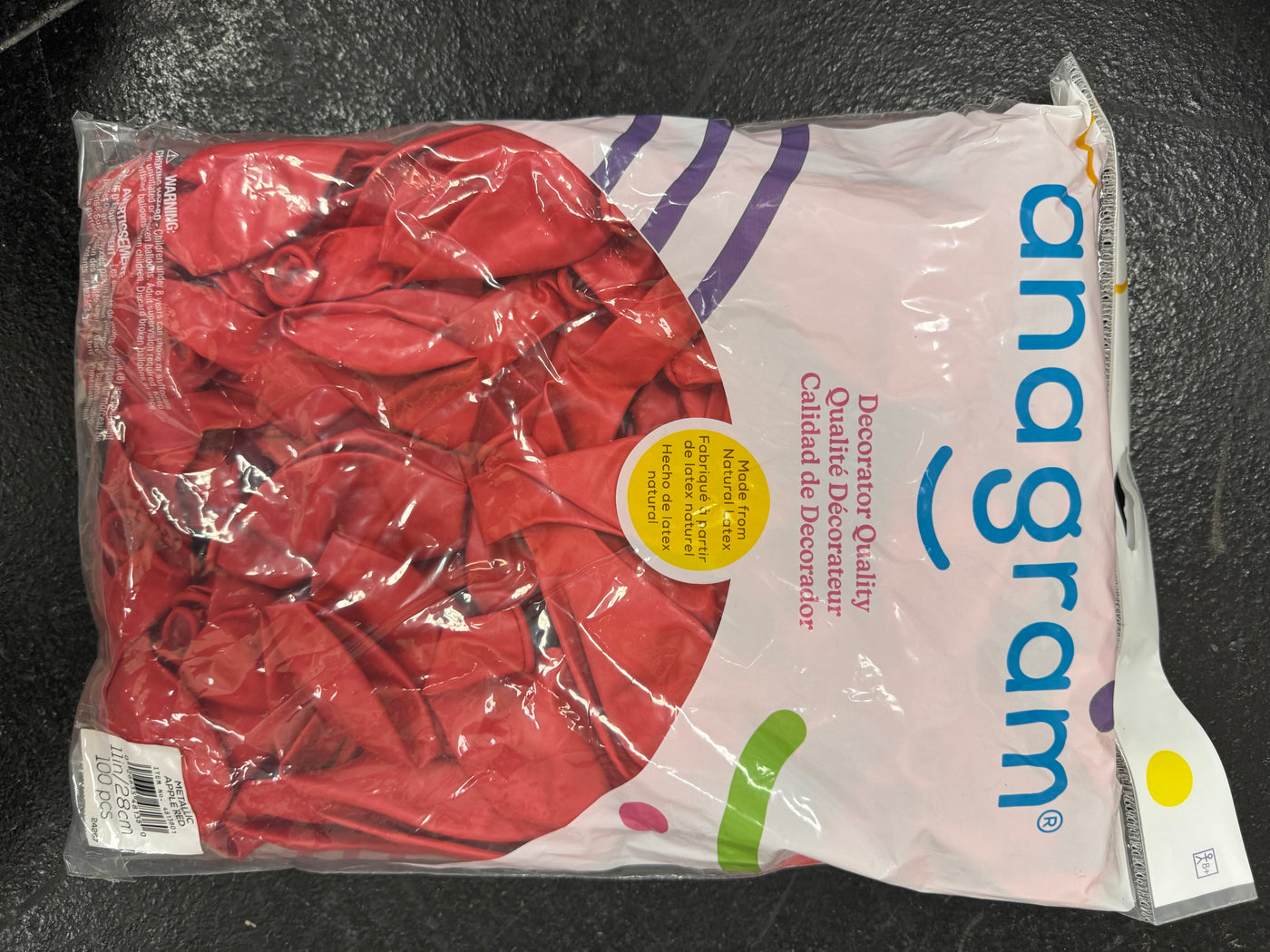 Metallic Apple Red Solid 11" Latex Bag