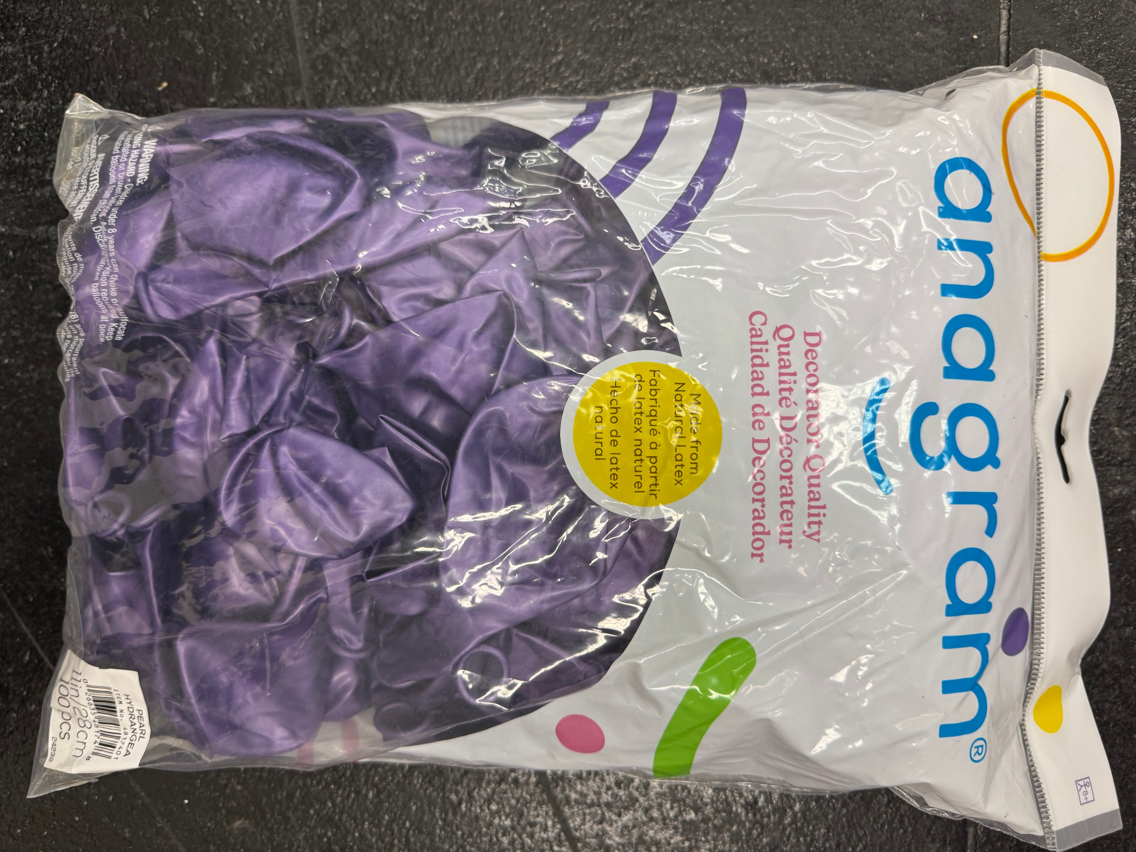 Pearl Hydrangea Purple Solid 11" Latex Bag
