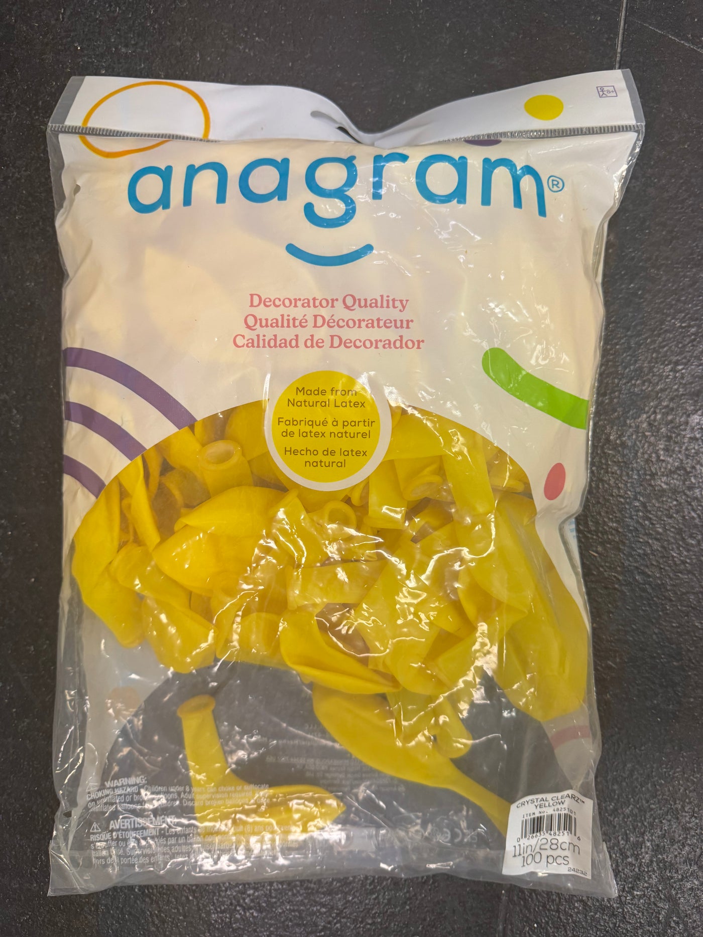 Crystal Clearz Yellow Solid 11" Latex Bag