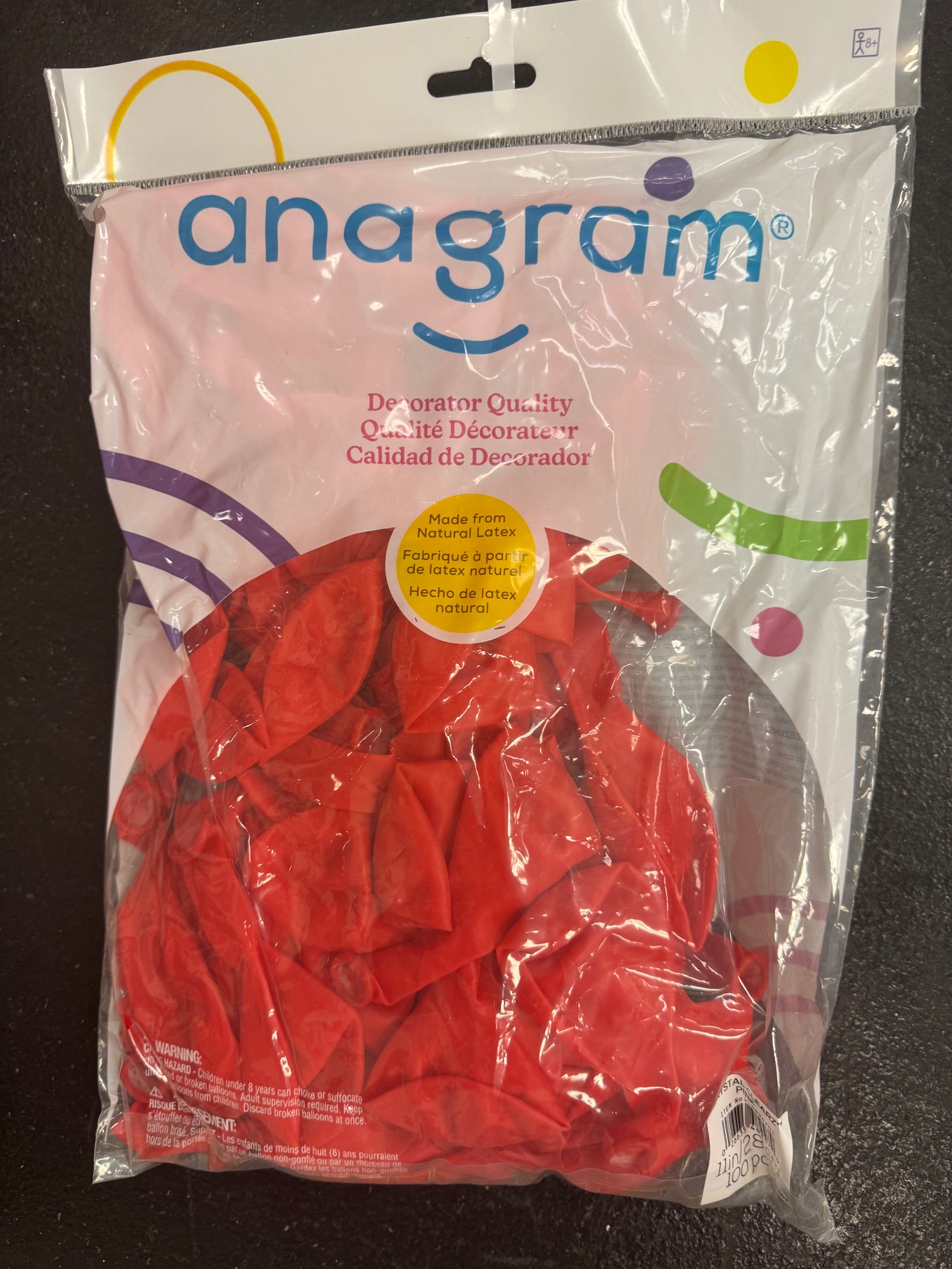 Crystal Clearz Pink Solid 11" Latex Bag