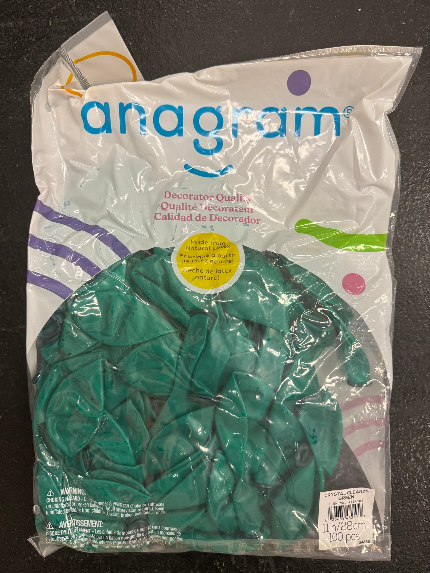 Crystal Clearz Green Solid 11" Latex Bag