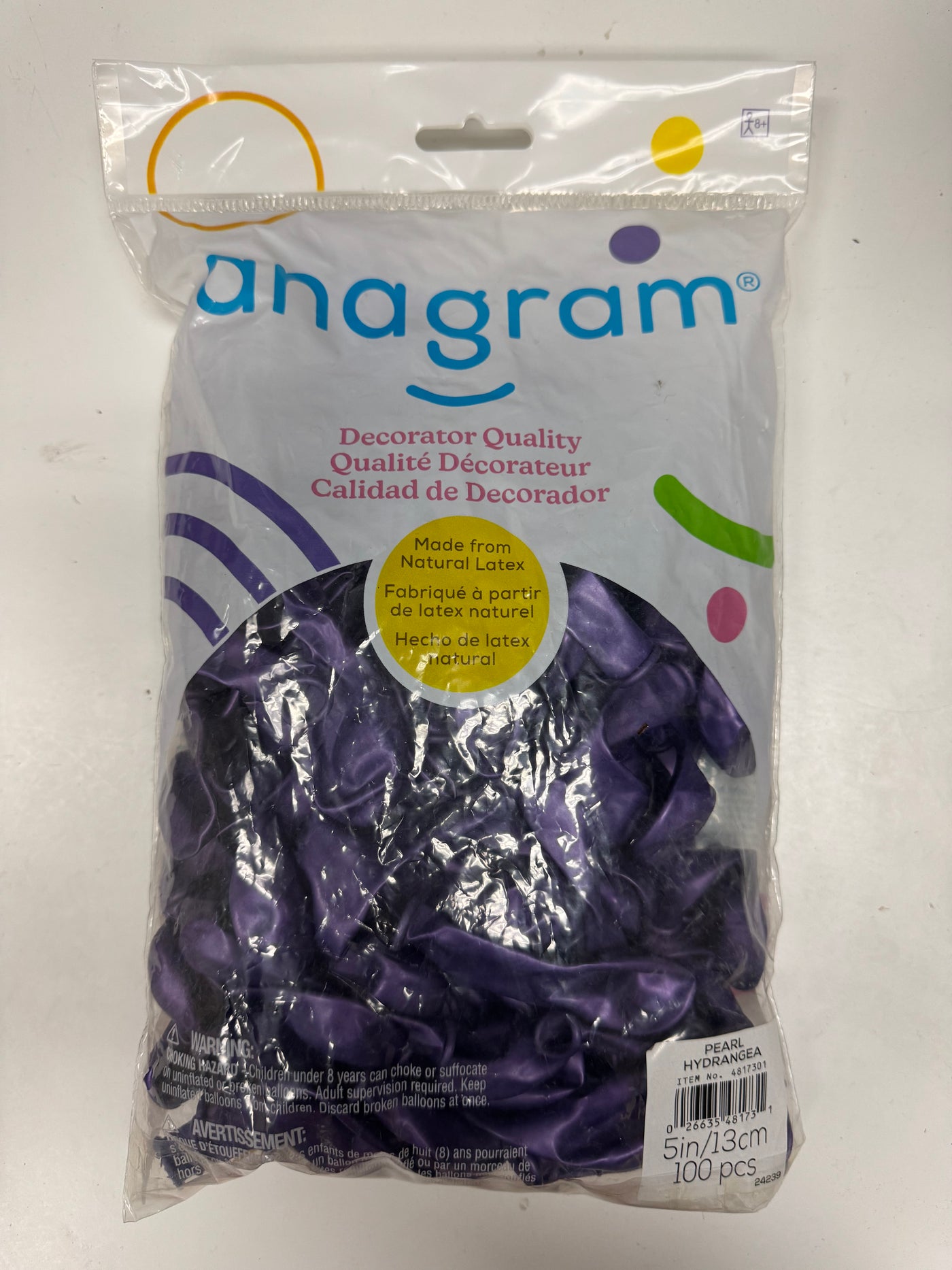 Pearl Hydrangea Purple Solid 5" Latex Bag