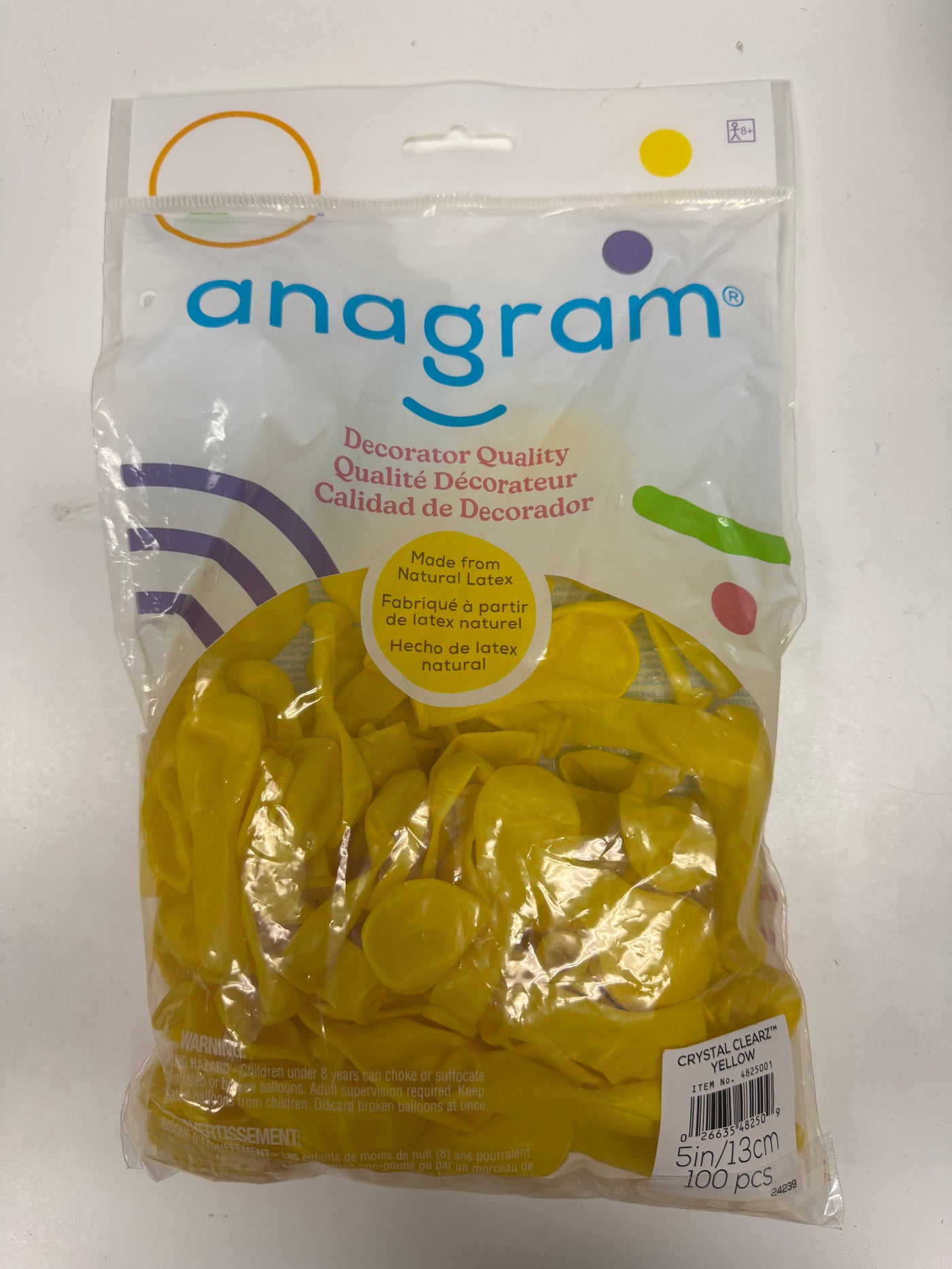 Crystal Clearz Yellow Solid 5" Latex Bag