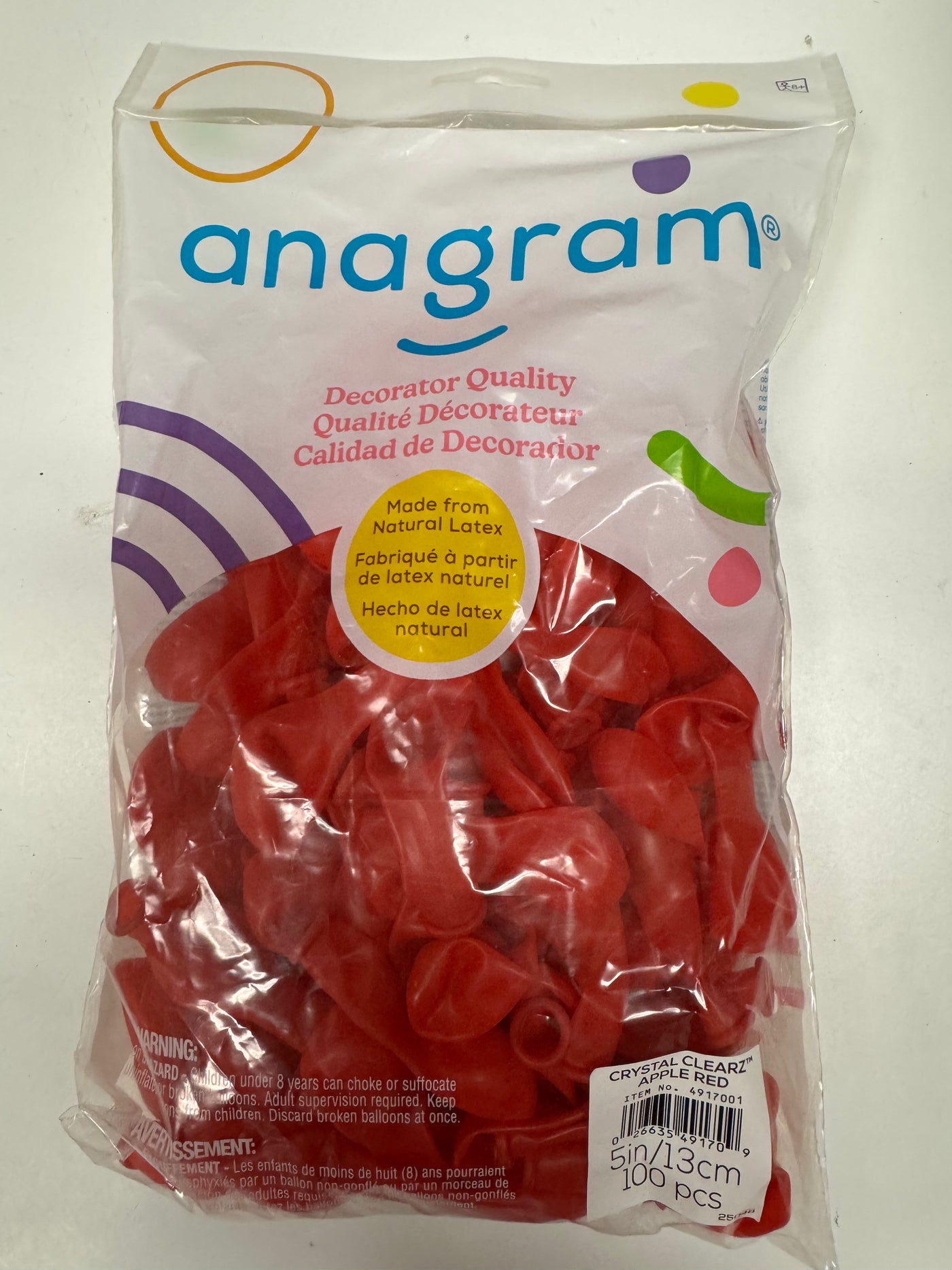 Crystal Clearz Apple Red Solid 5" Latex Bag