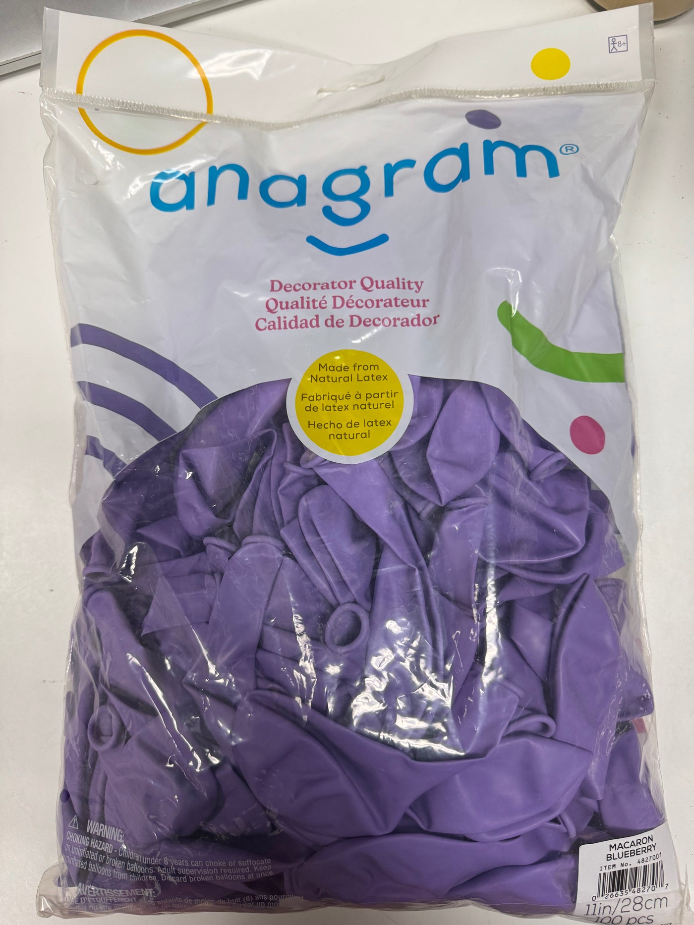 Macaron Blueberry Purple Solid 11" Latex Bag