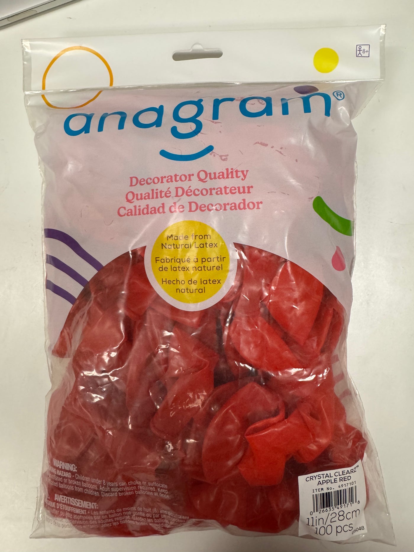 Crystal Clearz Apple Red Solid 11" Latex Bag